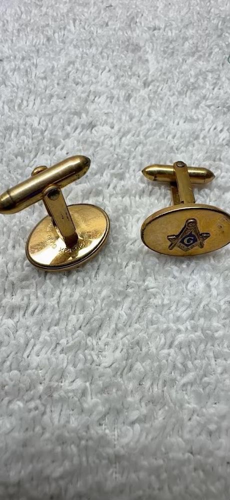 Vintage 12K Gold Filled Masonic Cufflinks Set Correct Quality Box Blue Enamel 19 Vintage 12K Gold Filled Masonic Cufflinks Set Correct Quality Box Blue Enamel 19