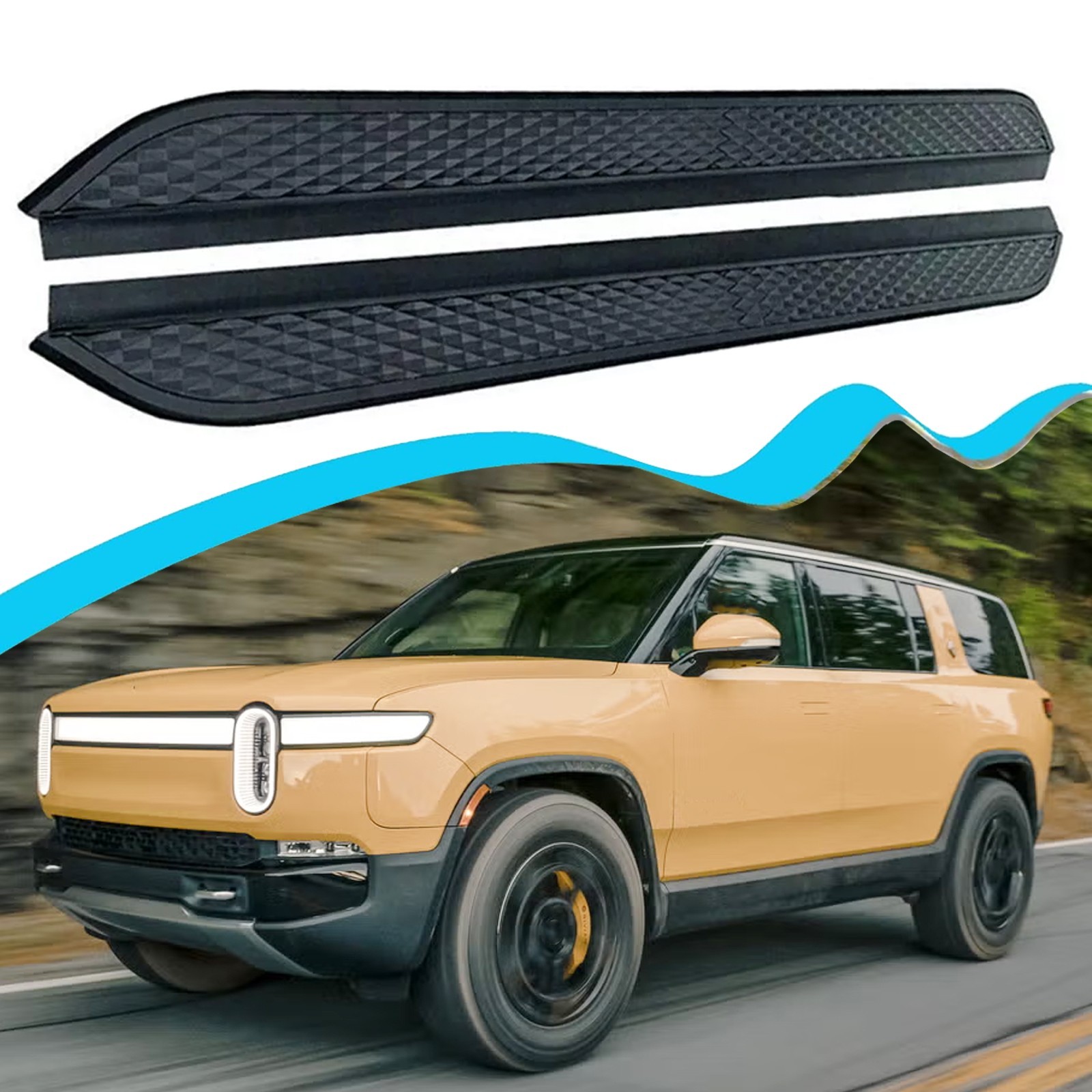 Alu Running Board Fits Rivian R1S R1T 2022-2025 2026 Side Step Pedal Nerf Bars Alu Running Board Fits Rivian R1S R1T 2022-2025 2026 Side Step Pedal Nerf Bars