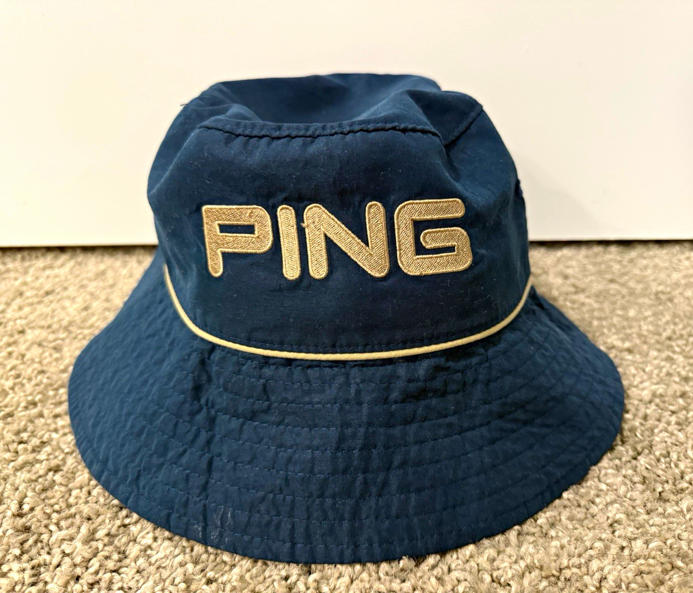 Vintage Ping Golf Boonie Bucket Hat Blue/Gold Logo L/XL Vintage Ping Golf Boonie Bucket Hat Blue/Gold Logo L/XL