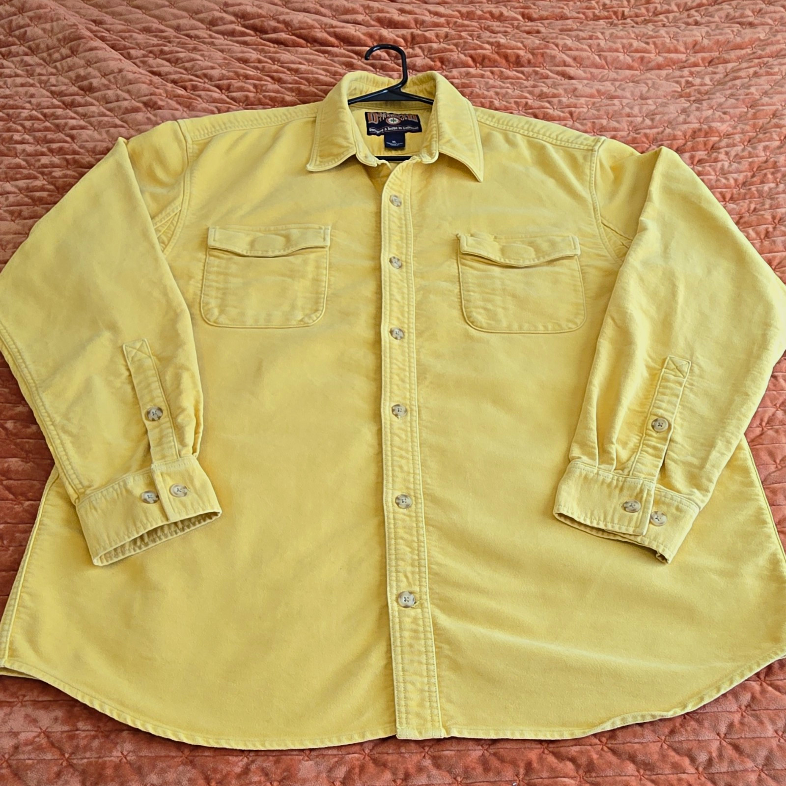 VTG Duluth Trading Co Burlyweight Chamois Shirt Mens XL Mustard Gold Yellow 2009