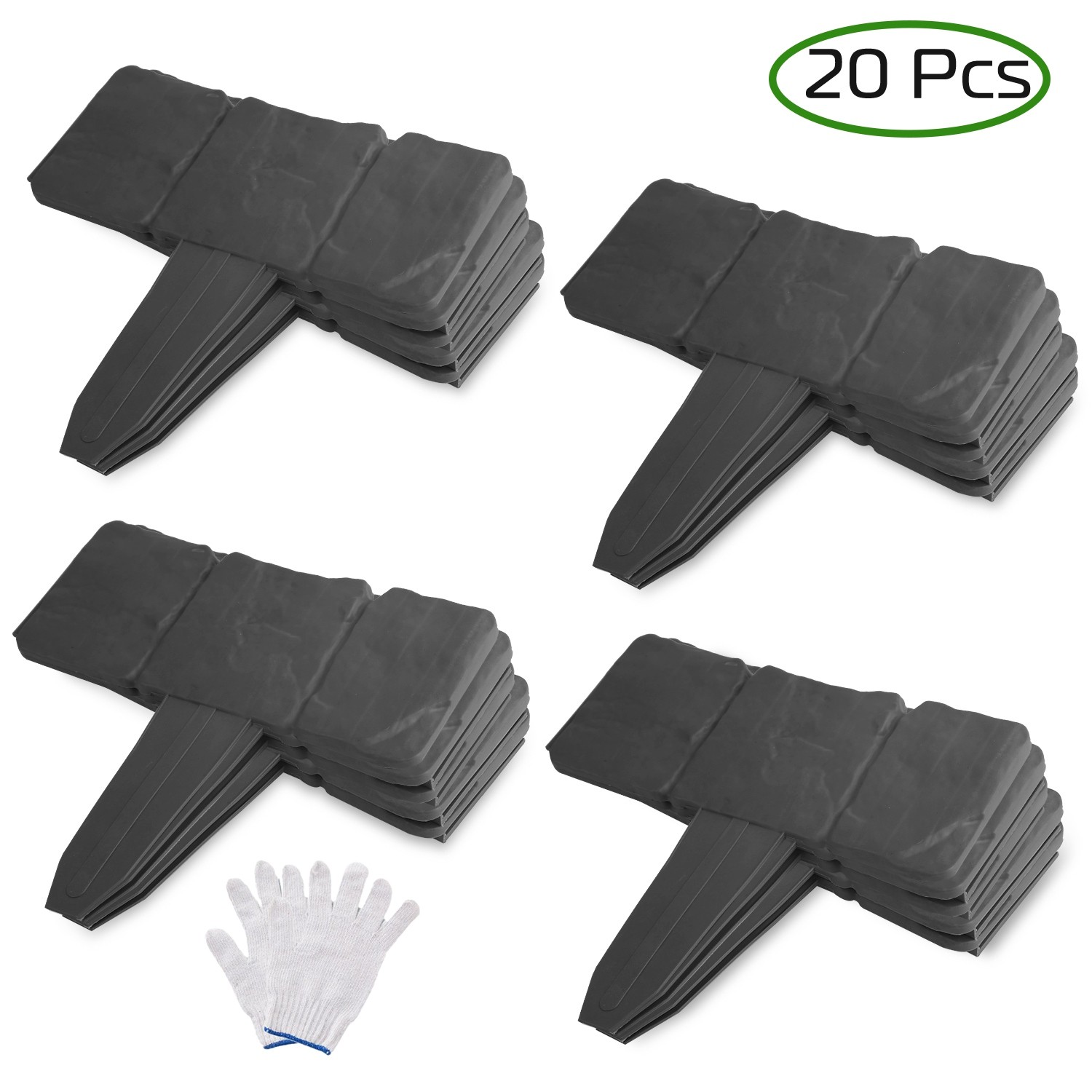 20-100PCS Plastic Cobbled Stone Effect w/ Gloves Border Edging Landscape Border 20-100PCS Plastic Cobbled Stone Effect w/ Gloves Border Edging Landscape Border