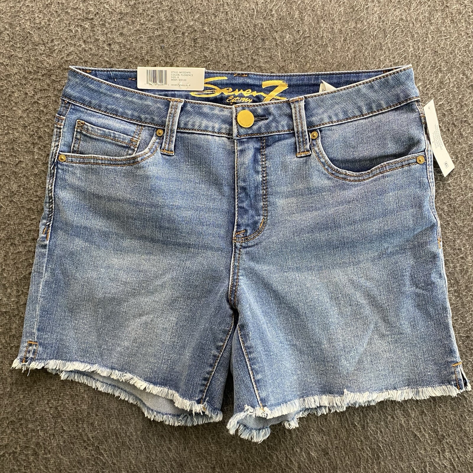 Seven7 Weekend Denim Shorts Womens Size 8 Blue Florence 5” Inseam Fray Hem NWT Seven7 Weekend Denim Shorts Womens Size 8 Blue Florence 5” Inseam Fray Hem NWT