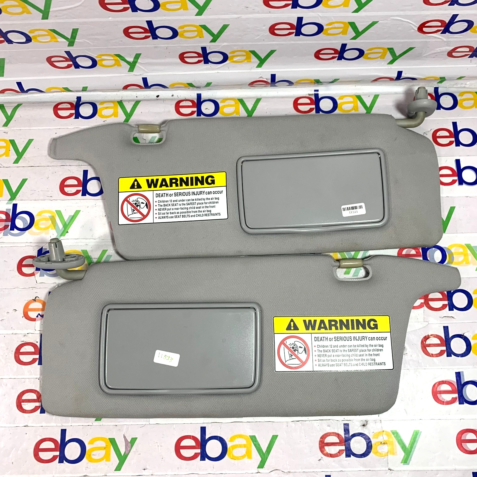 2001 - 2005 Honda Civic Sun Visors Set Pair Driver Passenger Cloth Gray 10937