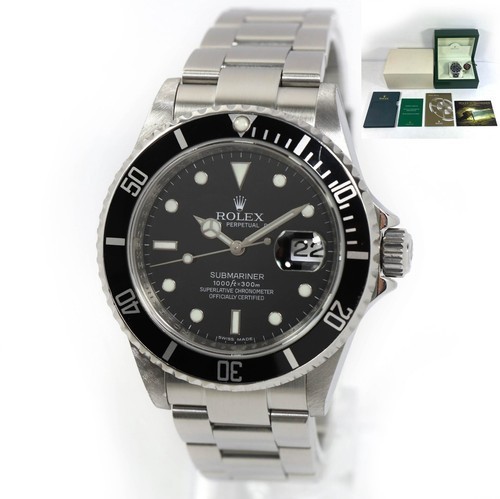 Rolex Submariner Date 16610 M-Serial 40mm Engraved Rehaut w/ Box & Booklets