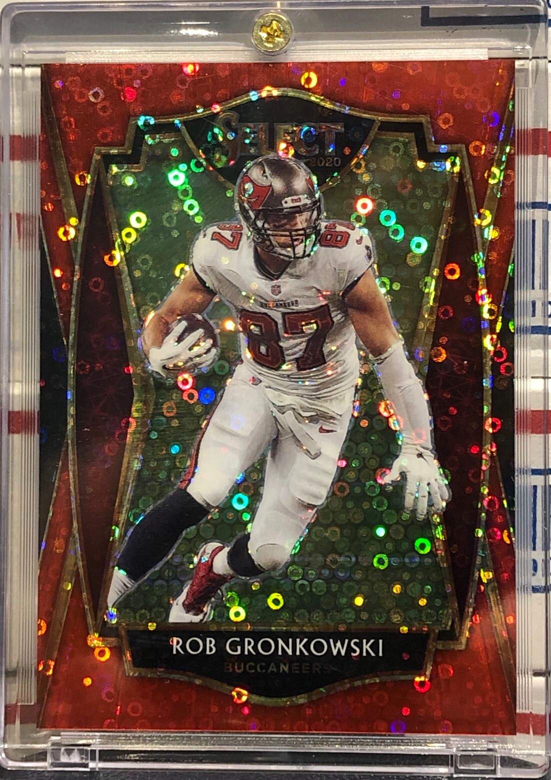 2020 PANINI SELECT ROB GRONKOWSKI, #141, H2 HYBRID RED DISCO, PREMIER LVL #23/49
