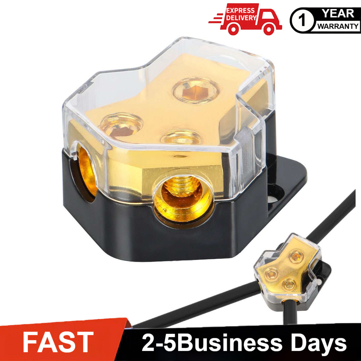 1X Car Audio Splitter Amp Distribution Power 0/2/4 Gauge In 4/6/8 Gauge Out