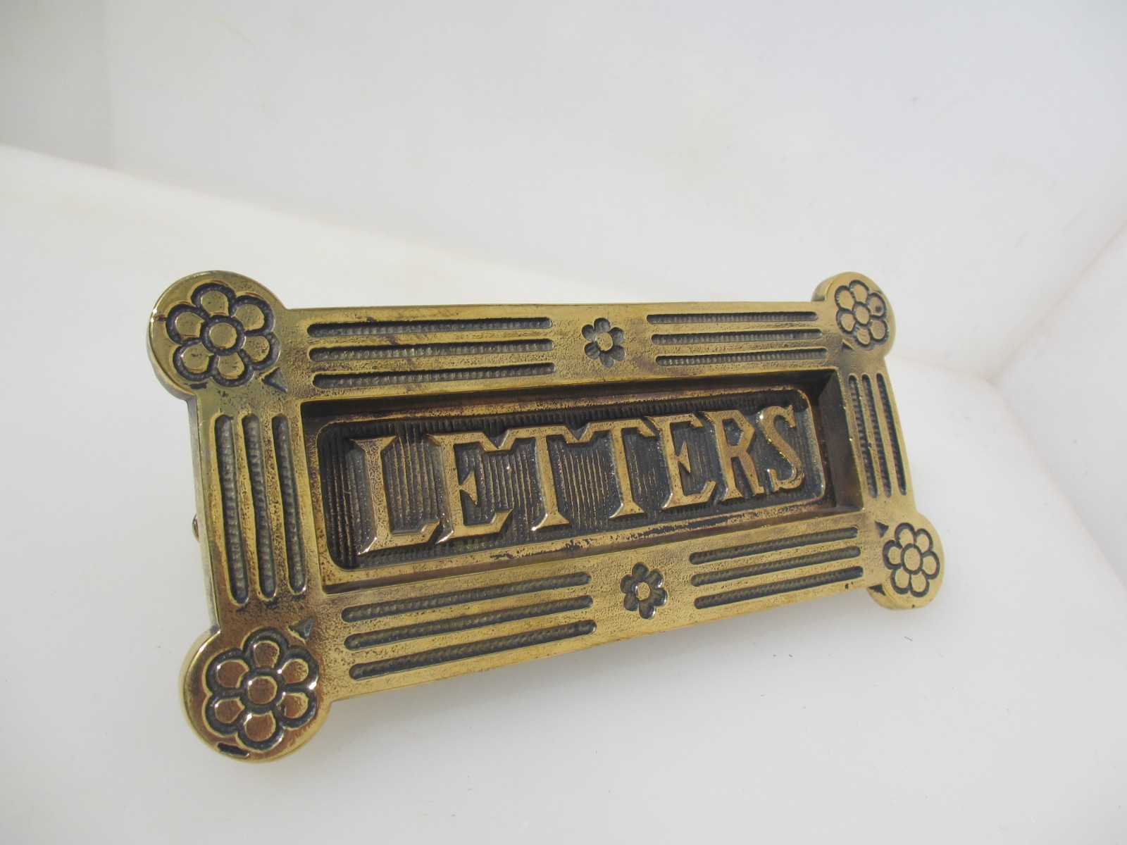 Victorian Brass Letterbox Letter Box Post Slot Letters Antique \