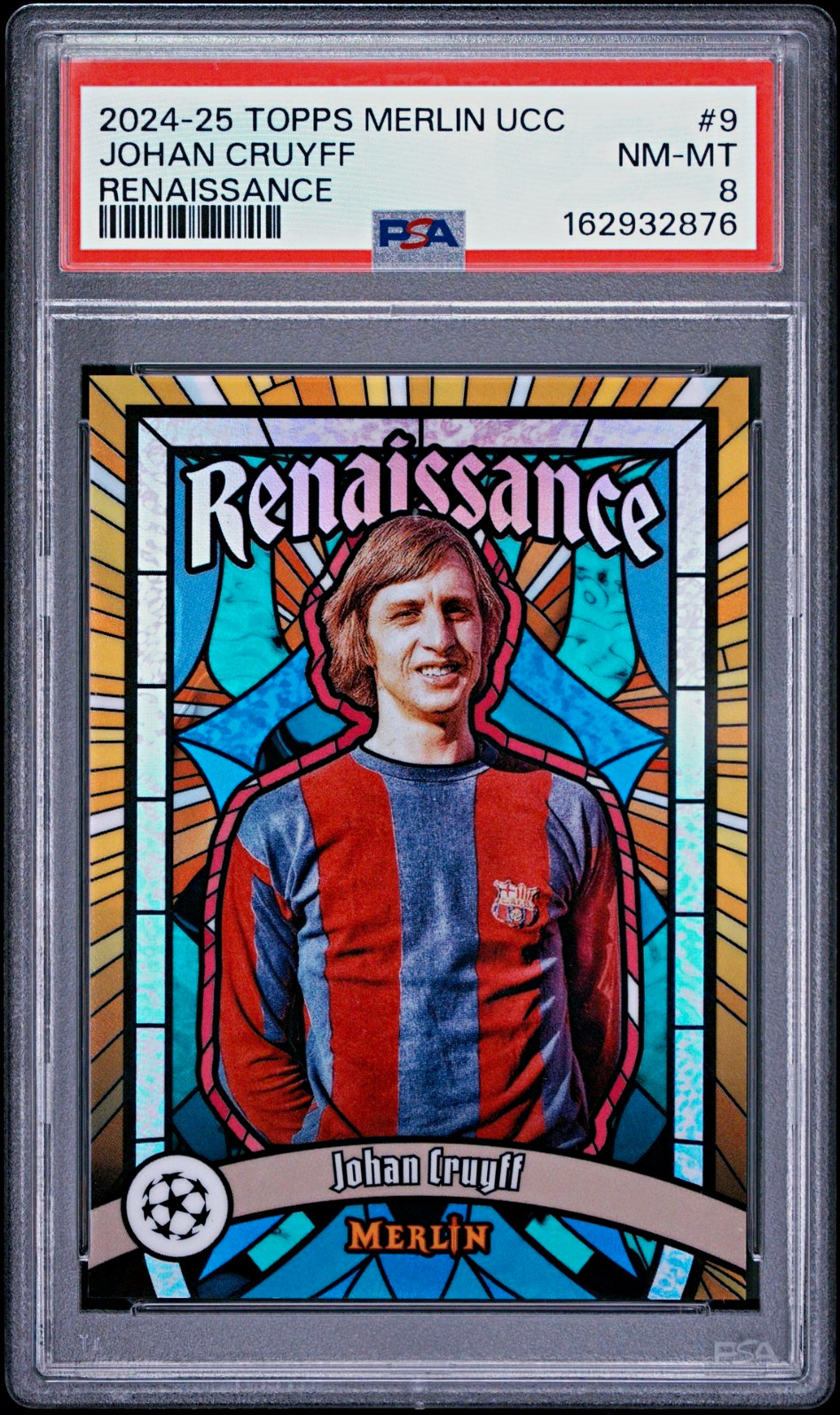 Topps 2024-25 Merlin UEFA Club Competitions Renaissance Johan Cruyff #R-9 PSA 8