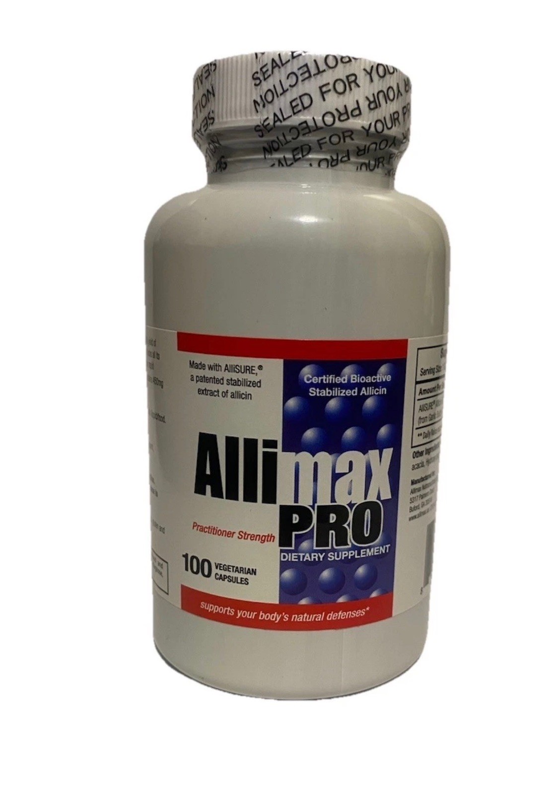 Allimax Pro 450mg 100 Vegicaps. Allicin Garlic Supplement EXP 04/28 Allimax Pro 450mg 100 Vegicaps. Allicin Garlic Supplement EXP 04/28