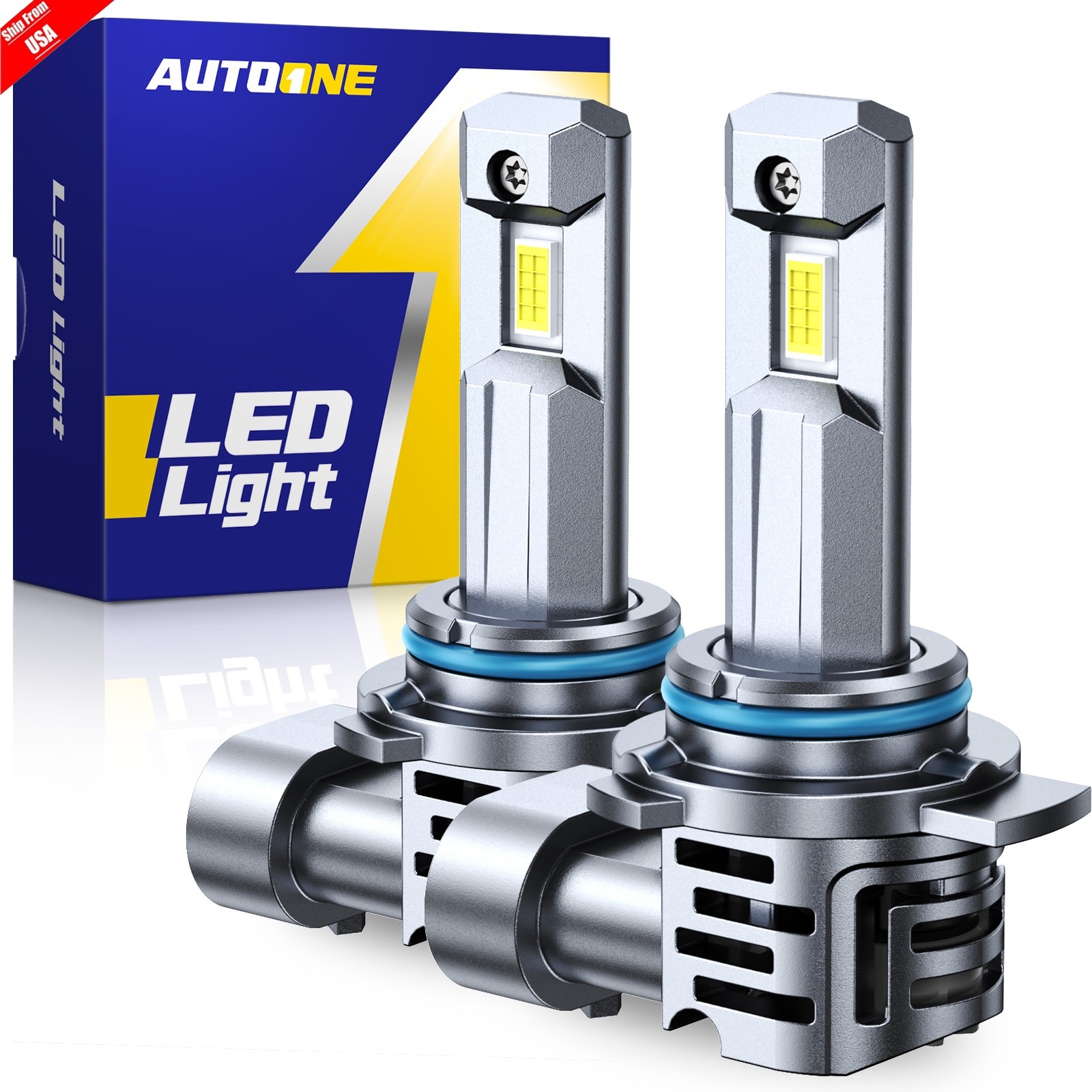 AUTOONE 9012 HIR2 LED Headlight Bulbs Kit  High Low Beam Bright  6500K White A+