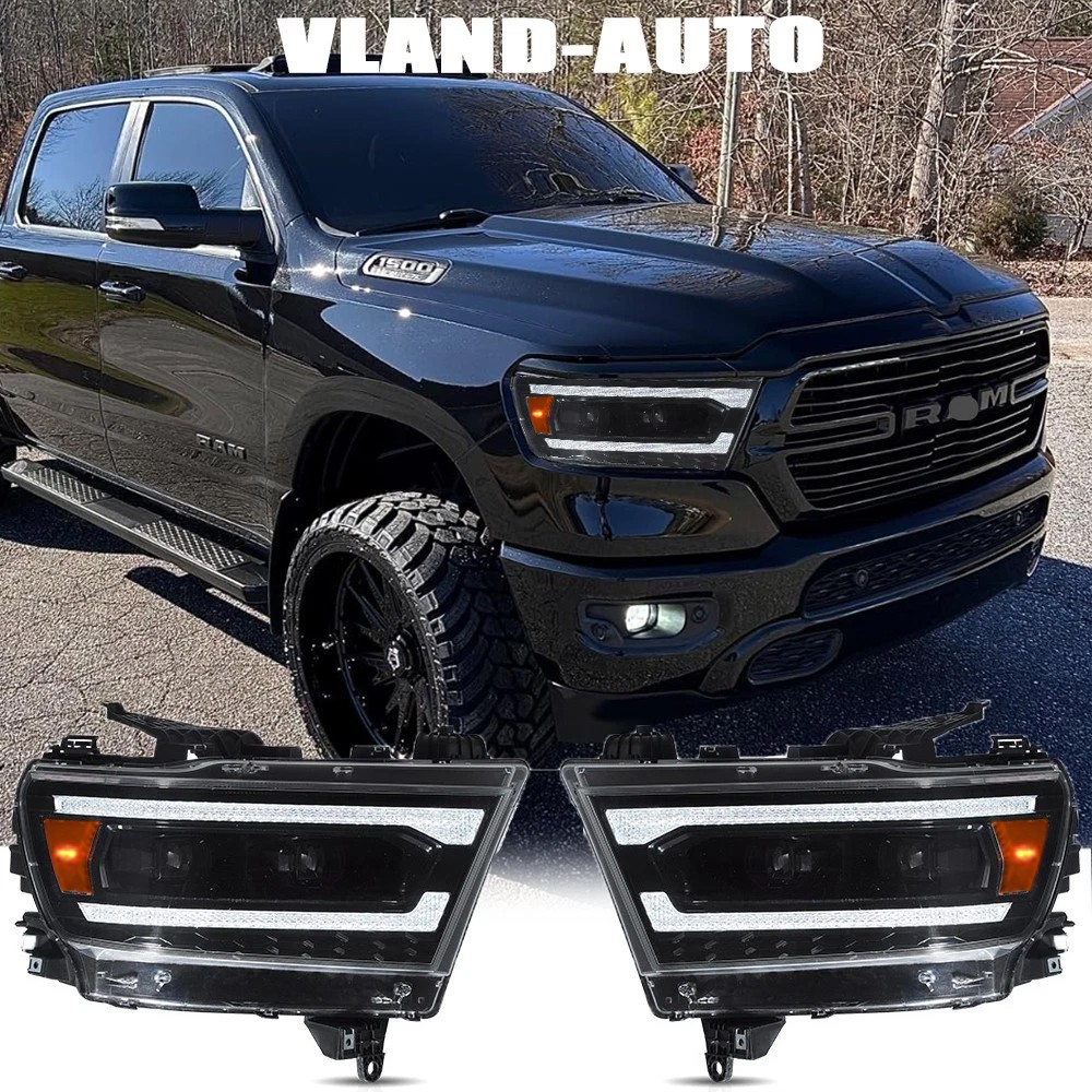 Fits 2019-2024 Dodge Ram 1500 LED Headlights w/Dynamic & Sequential Front Lamps Fits 2019-2024 Dodge Ram 1500 LED Headlights w/Dynamic & Sequential Front Lamps
