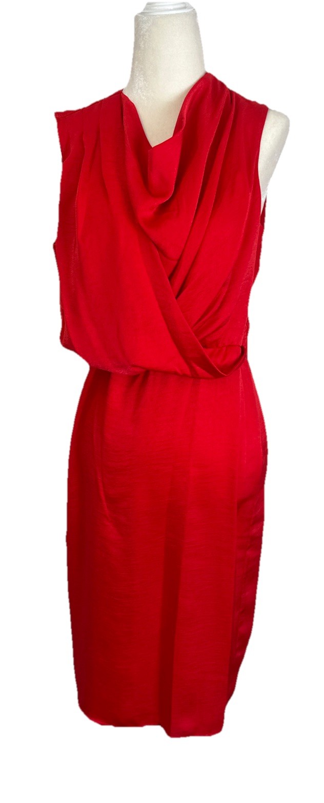 BCBG New York Red Shiny Cowl Neck Dress Size Small New NWT BCBG New York Red Shiny Cowl Neck Dress Size Small New NWT