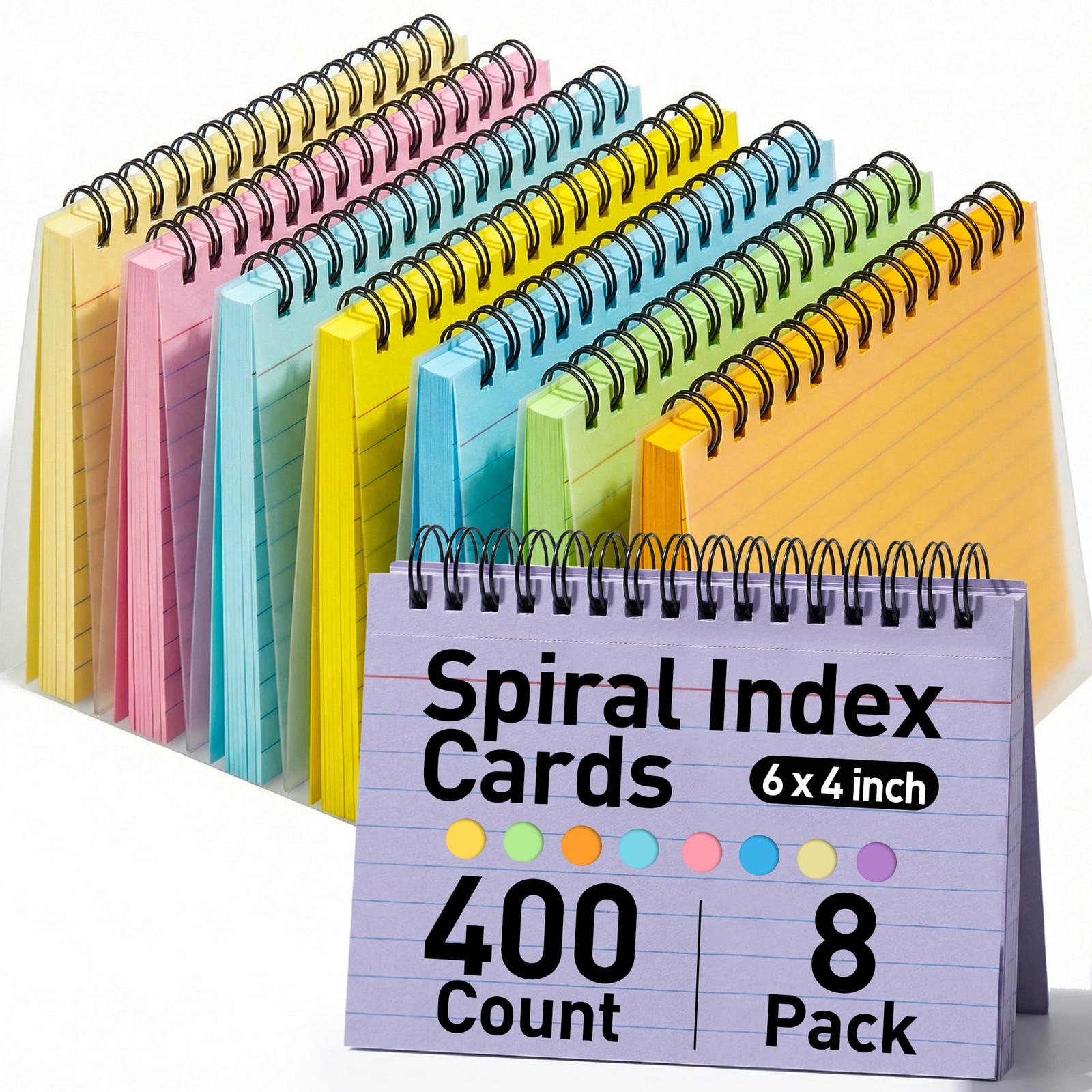 Koogel 400PCS Spiral Index Cards 4x6, Flash for 4x6 inches, Multicolor Koogel 400PCS Spiral Index Cards 4x6, Flash for 4x6 inches, Multicolor