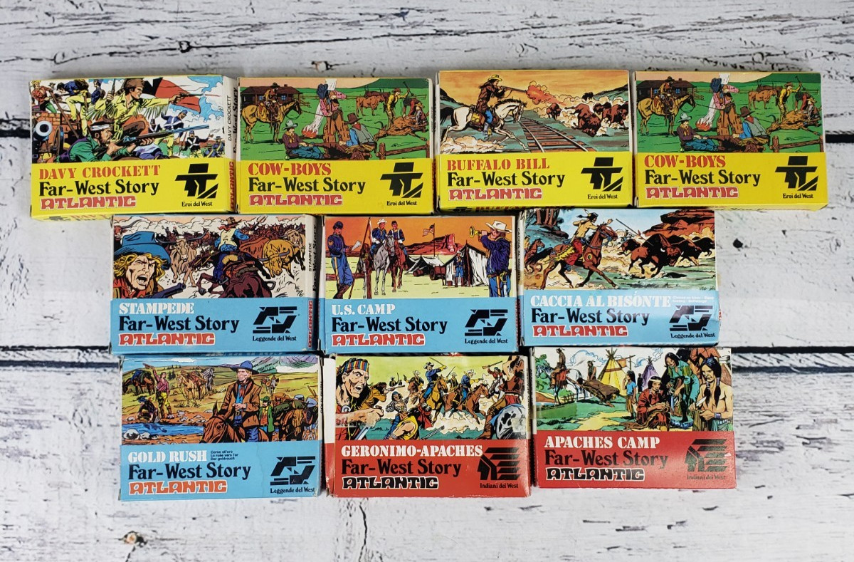 Atlantic 1:72 Scale HO Far-West Story - Lot of 10 - Cowboys, Indians, etc