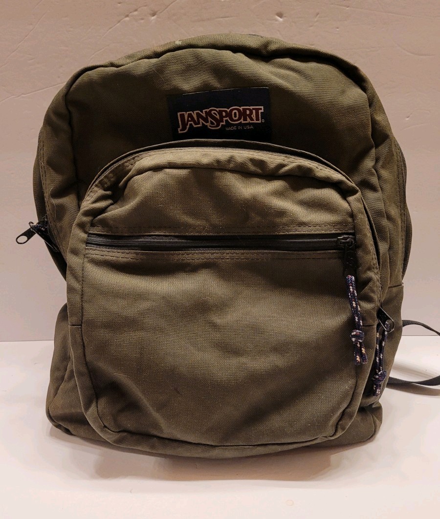 Vintage JanSport Backpack Green Nylon School Bag Camping USA AS IS WELL WORN Vintage JanSport Backpack Green Nylon School Bag Camping USA AS IS WELL WORN