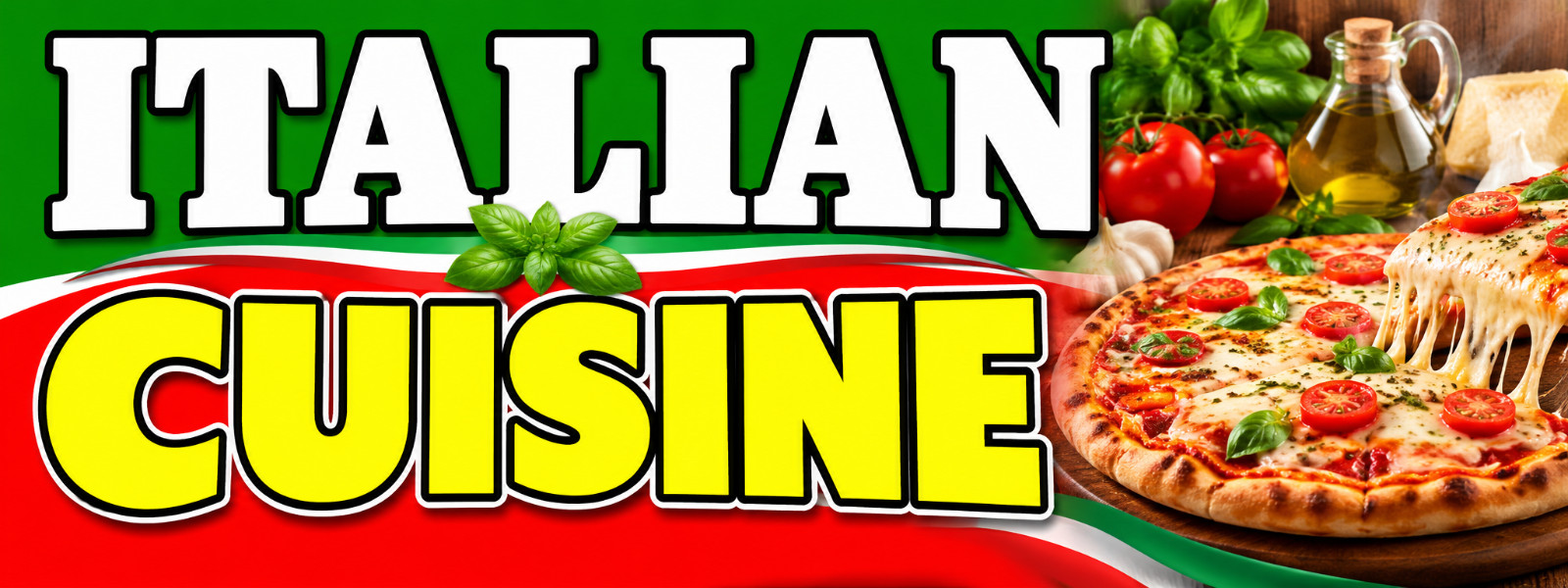 3ft x 8ft ITALIAN CUISINE Banner  (CAN BE PERSONALIZED)