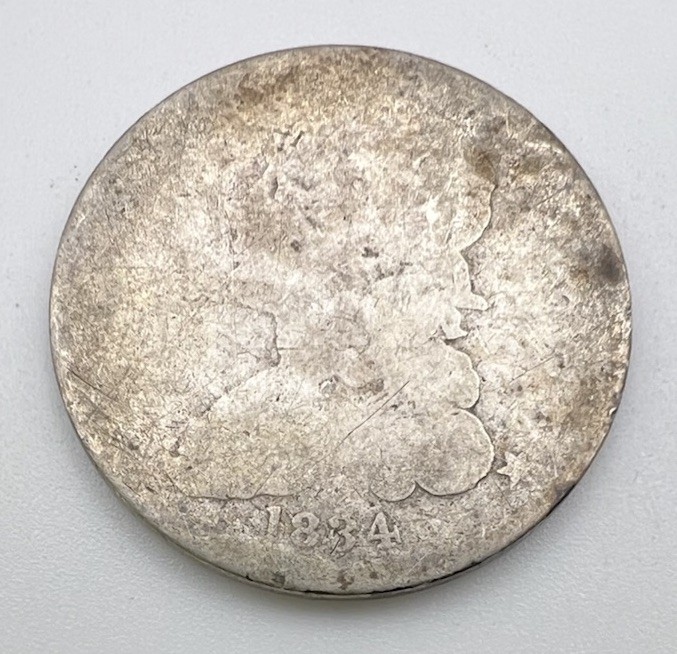 1834 Capped Bust Quarter, Tough Early Date Type Coin, AG to Good Silver US 25c 1834 Capped Bust Quarter, Tough Early Date Type Coin, AG to Good Silver US 25c