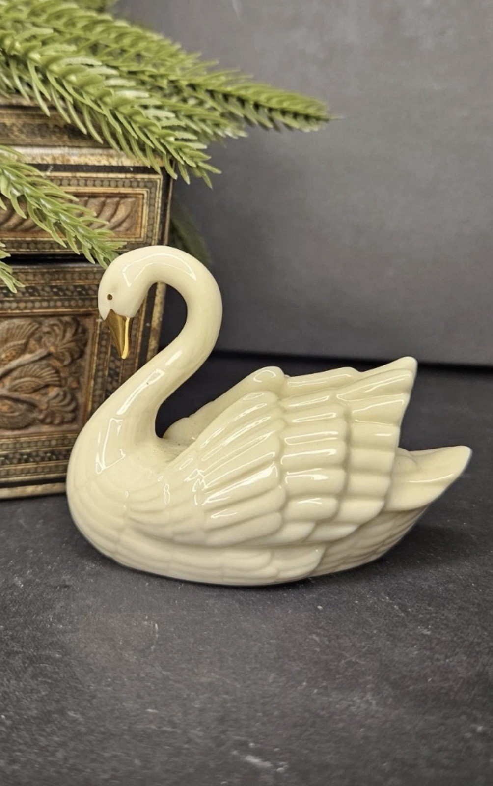 Vintage Lenox Swan Place Card Holder Cake Topper Porcelain 24K Gold Vintage Lenox Swan Place Card Holder Cake Topper Porcelain 24K Gold