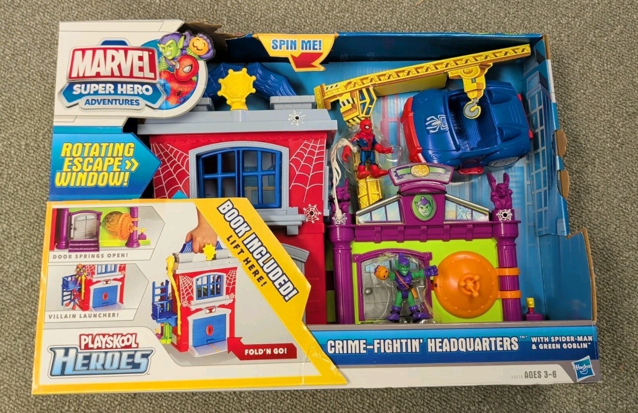RARE Marvel Playskool Heroes Crime Fightin Headquarters SEALED Retired Spiderman
