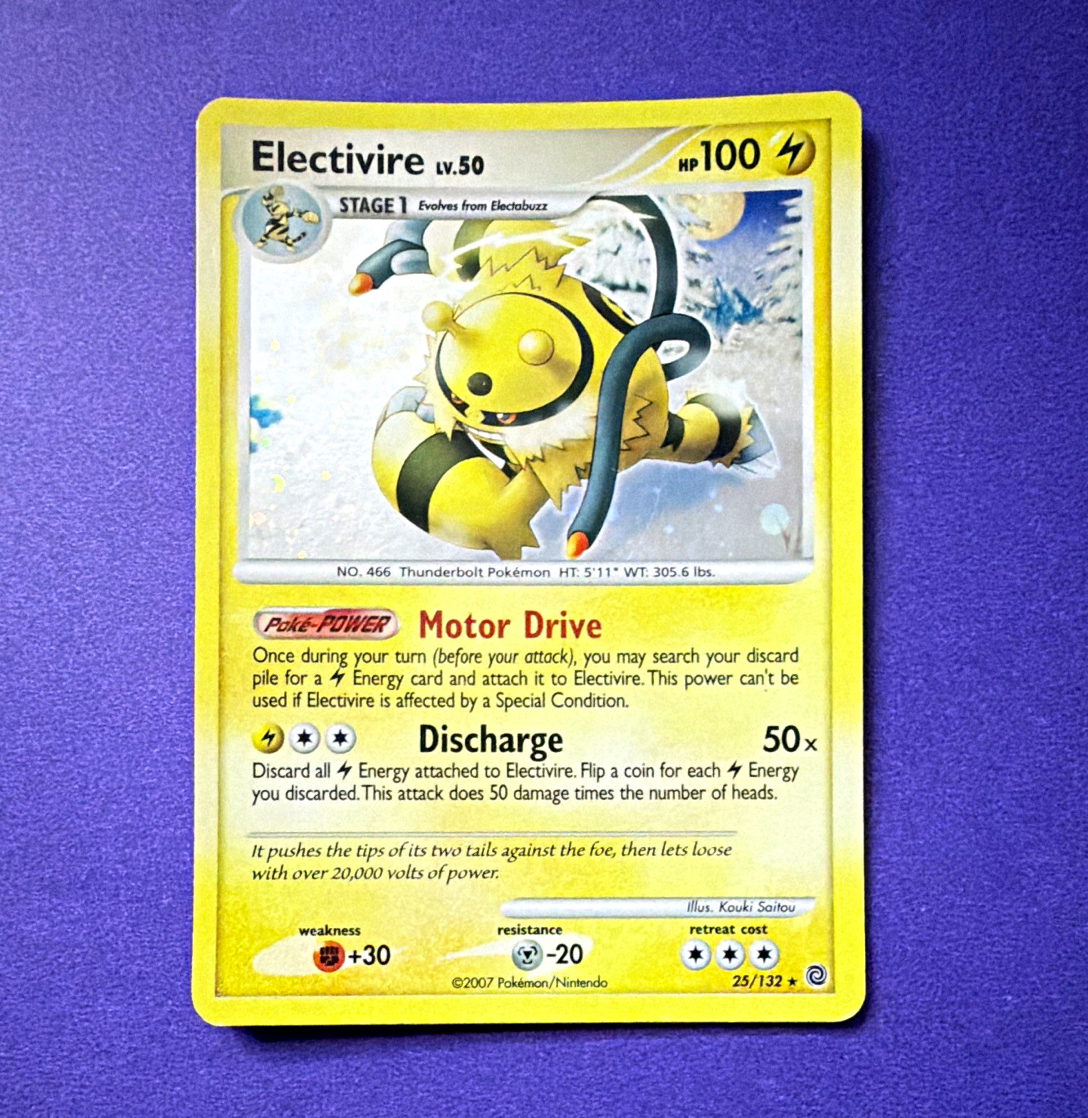 Pokémon TCG Electivire 25/132 Holo Rare, Diamond & Pearl 100 HP English 2007 Pokémon TCG Electivire 25/132 Holo Rare, Diamond & Pearl 100 HP English 2007