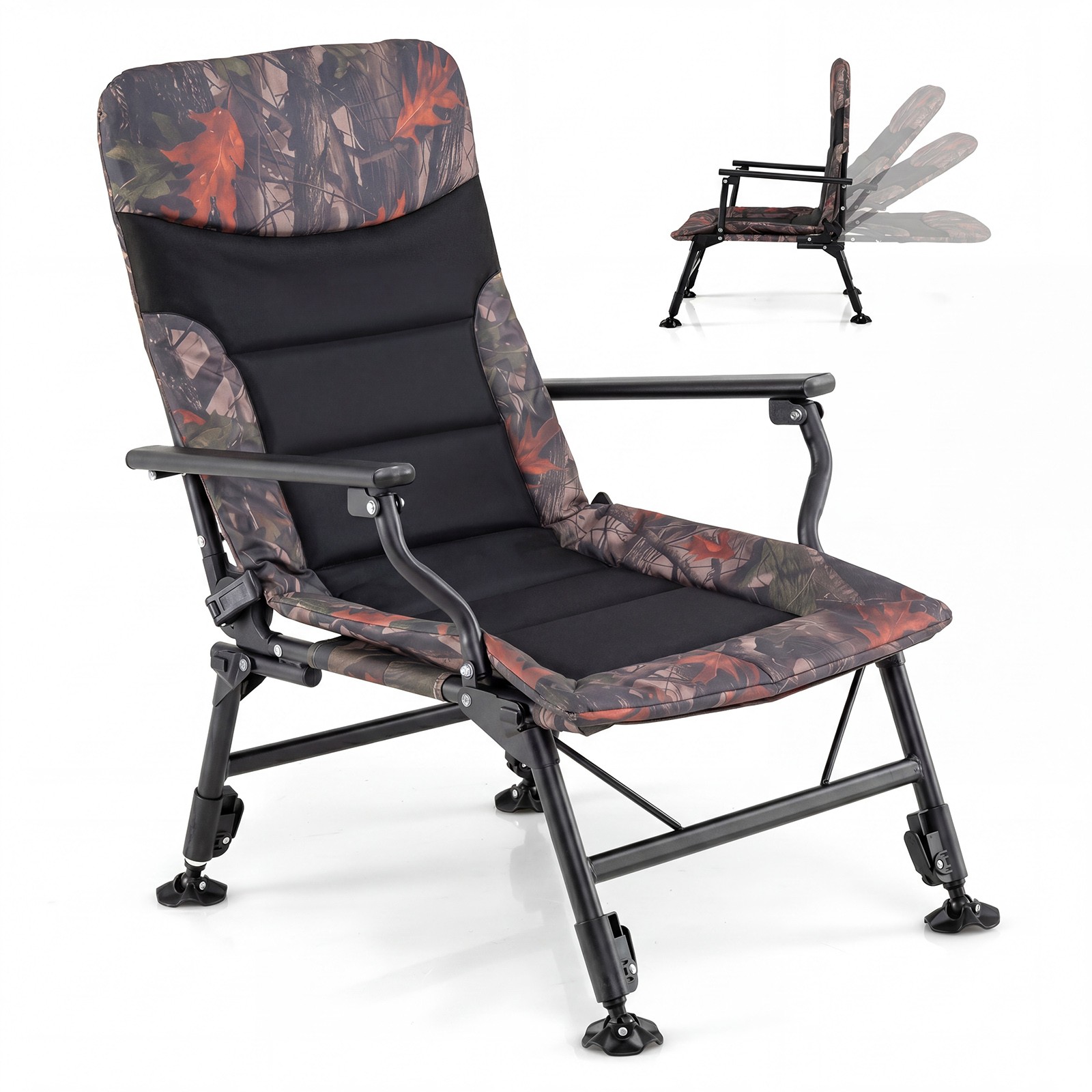 Oversized Foldable Fishing Chair,Camping Chair w/ Large Adjustable Feet,Armrest Oversized Foldable Fishing Chair,Camping Chair w/ Large Adjustable Feet,Armrest