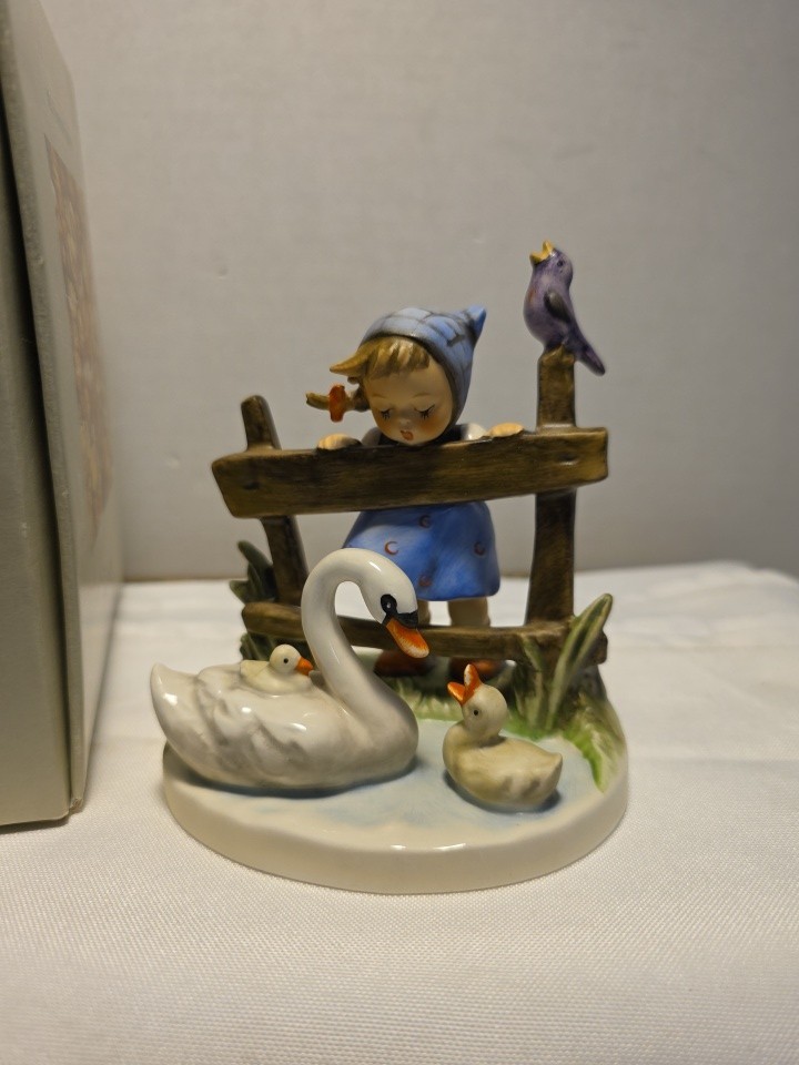 Goebel Hummel #344 Feather Friends Figurine VINTAGE 1956 Girls Swan & Ducklings Goebel Hummel #344 Feather Friends Figurine VINTAGE 1956 Girls Swan & Ducklings
