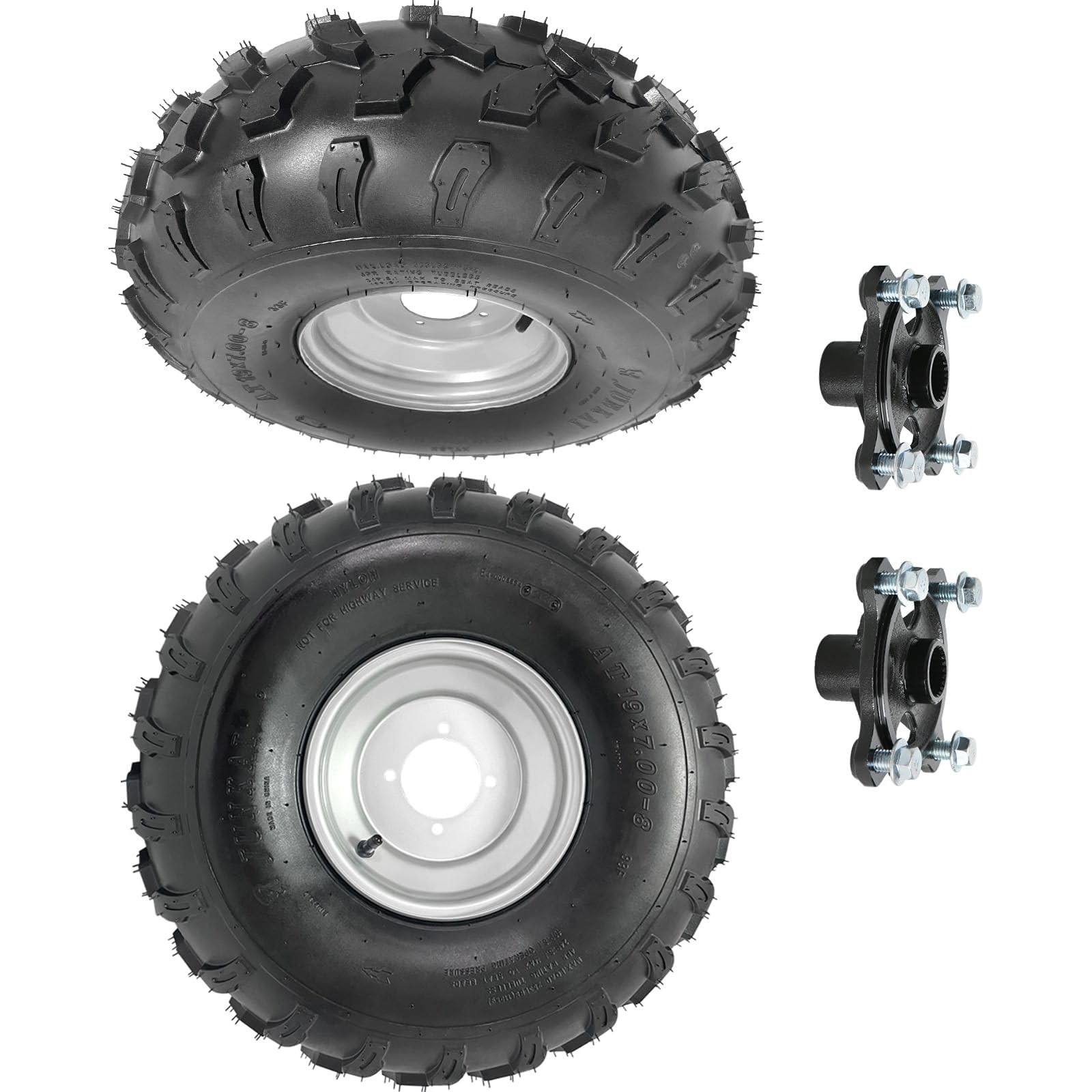 2pcs ATV Tire Wheel Assembly 4x110mm Tubeless for ATV Go Kart Quad 19x7.00-8