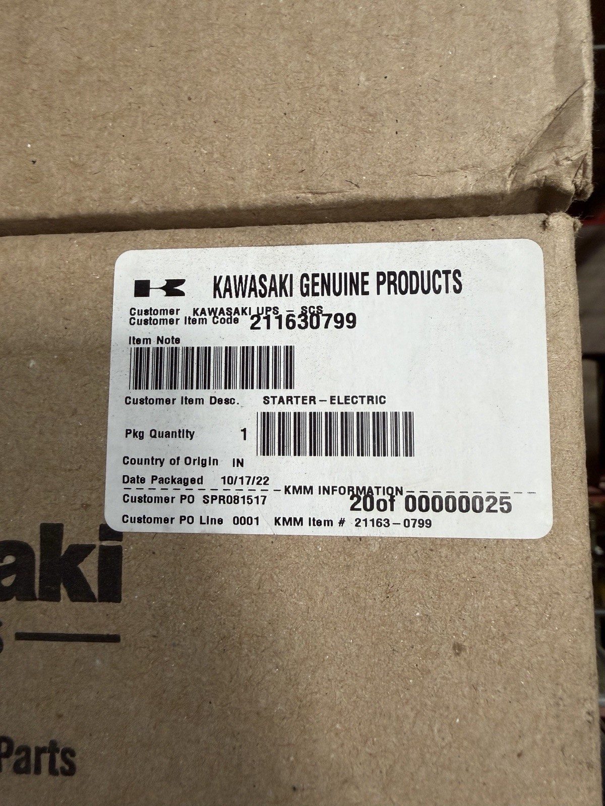 Genuine Kawasaki Starter 21163-0799 New OEM OEM Part Genuine Kawasaki Starter 21163-0799 New OEM OEM Part