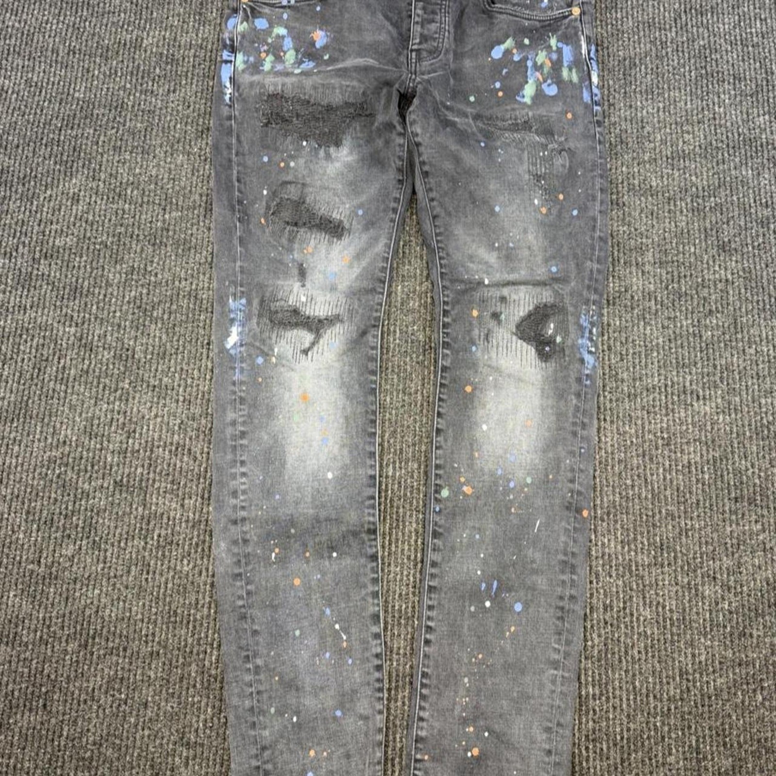 Purple Brand P001 Black Paint Splatter Slim Fit Denim Jeans NWT Mens Size 34x34 Purple Brand P001 Black Paint Splatter Slim Fit Denim Jeans NWT Mens Size 34x34