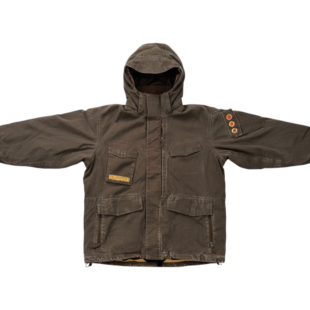 Y2K Burton Analog Snowboard Jacket Mens Large Brown Hooded Utility Vented Shell Y2K Burton Analog Snowboard Jacket Mens Large Brown Hooded Utility Vented Shell