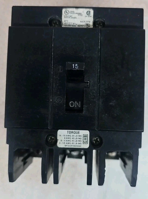 USED Eaton - GHB3015, 3 Pole, 15A, 480/277V, Series C, G-Frame Breaker USED Eaton - GHB3015, 3 Pole, 15A, 480/277V, Series C, G-Frame Breaker