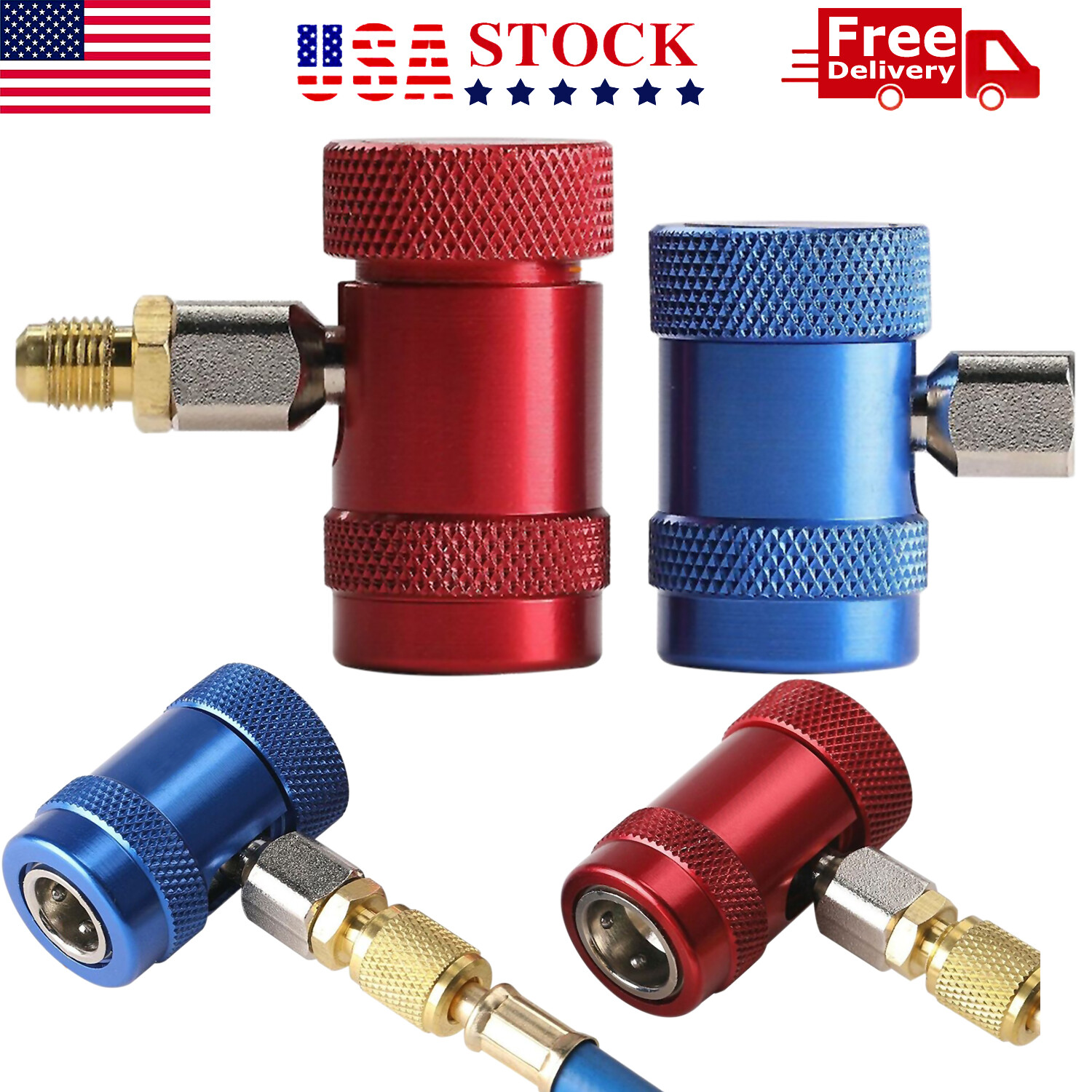2PC R1234yf Quick Connector Adapter Coupler Auto A/C Manifold Gauge Set Low/High 2PC R1234yf Quick Connector Adapter Coupler Auto A/C Manifold Gauge Set Low/High