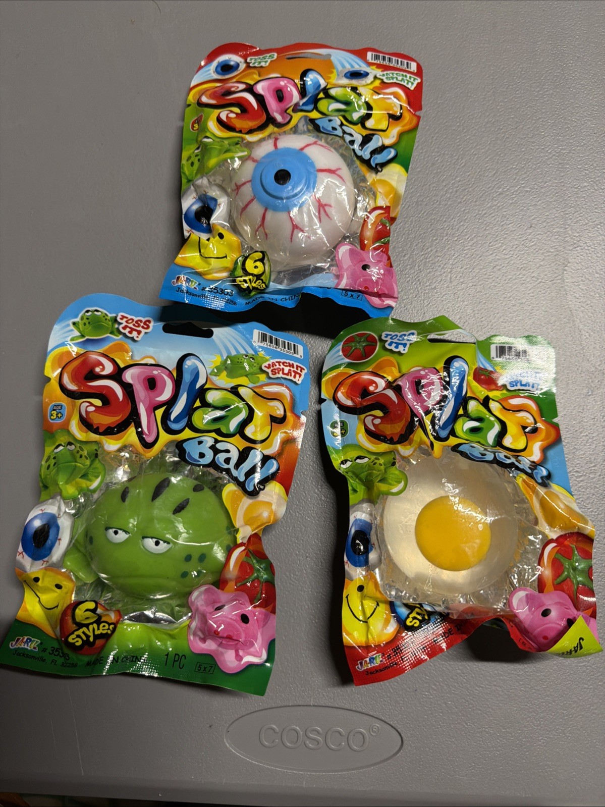 JA-RU Splat Ball Squishy Stress Toy Lot Of 3 Squishy Sticky Fun Balls Lot Of 3