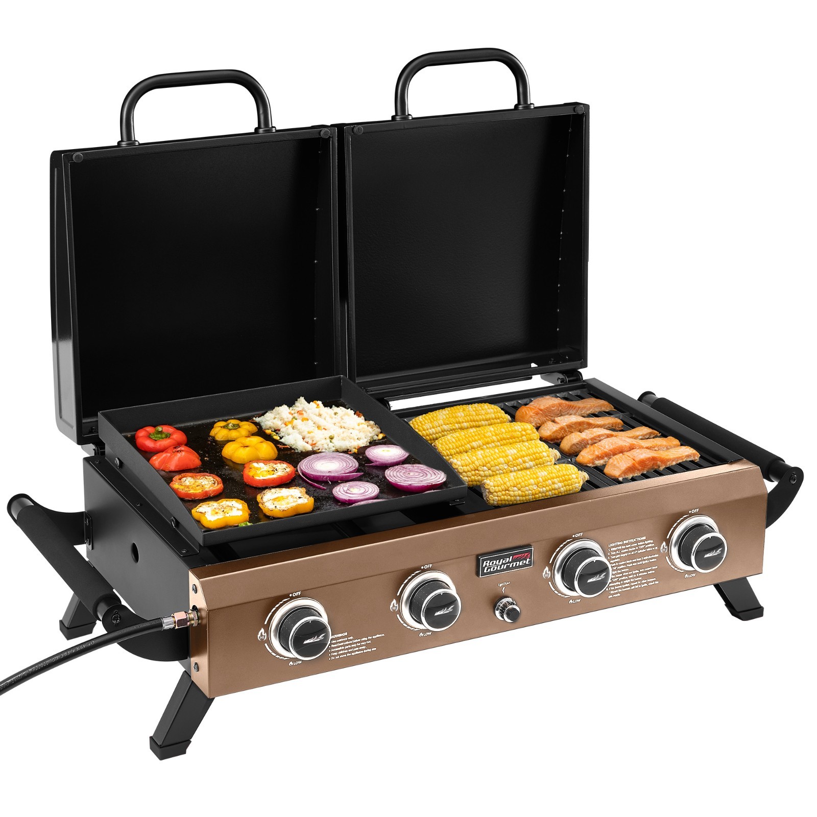 Royal Gourmet 4-Burner Portable Propane Gas Grill Griddle Combo for Backyard Royal Gourmet 4-Burner Portable Propane Gas Grill Griddle Combo for Backyard