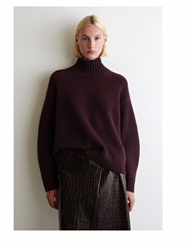 COS 100% Cashmere Turtleneck Sweater XS Burgundy COS 100% Cashmere Turtleneck Sweater XS Burgundy