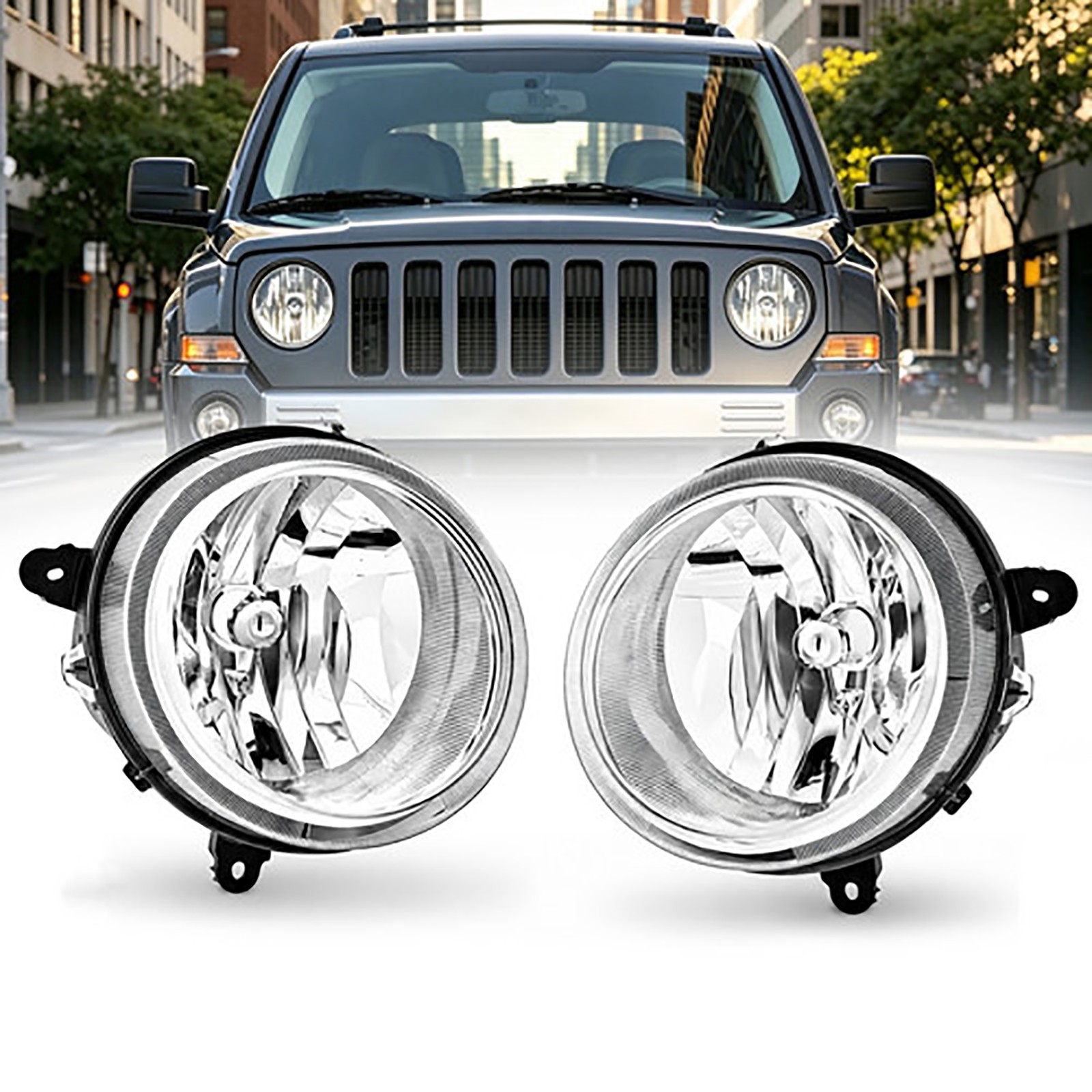 Driver & Passenger Side Headlights Headlamps For Jeep Patriot 2007-2017 Halogen