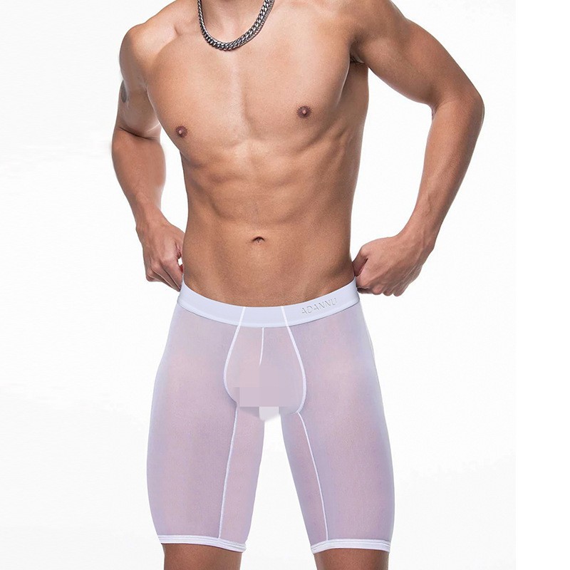 Men's Transparent Pouch Long Boxer Underwear Sexy Ultra Thin Trunks Shorts Pants Men's Transparent Pouch Long Boxer Underwear Sexy Ultra Thin Trunks Shorts Pants