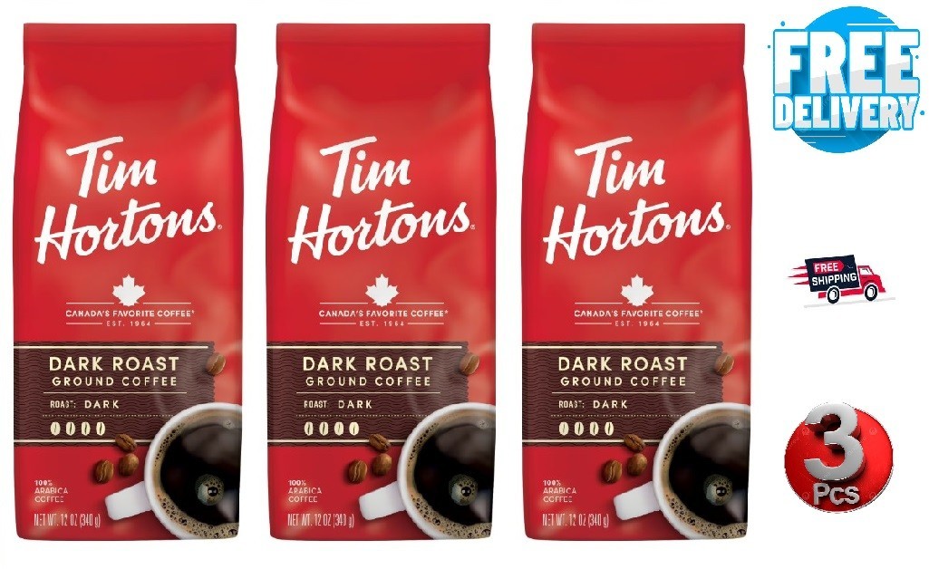 Tim Hortons Dark Roast Ground Coffee 100% Arabica Pack of 3 Tim Hortons Dark Roast Ground Coffee 100% Arabica Pack of 3