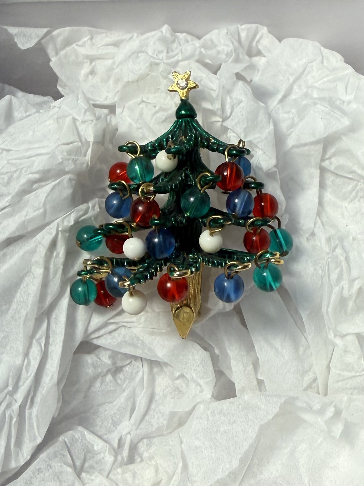 Vintage Gold Hattie Carnegie Beaded Christmas Tree Brooch Pin Book Piece Vintage Gold Hattie Carnegie Beaded Christmas Tree Brooch Pin Book Piece