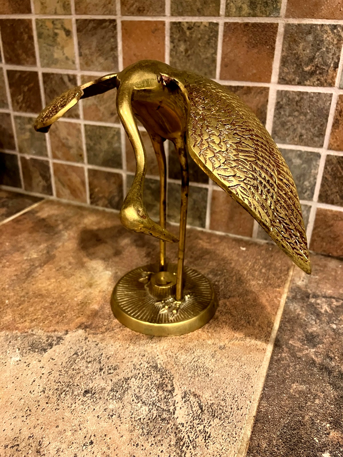 Vintage MCM Brass Crane, Heron Figurine, Bird Theme Decor Vintage MCM Brass Crane, Heron Figurine, Bird Theme Decor