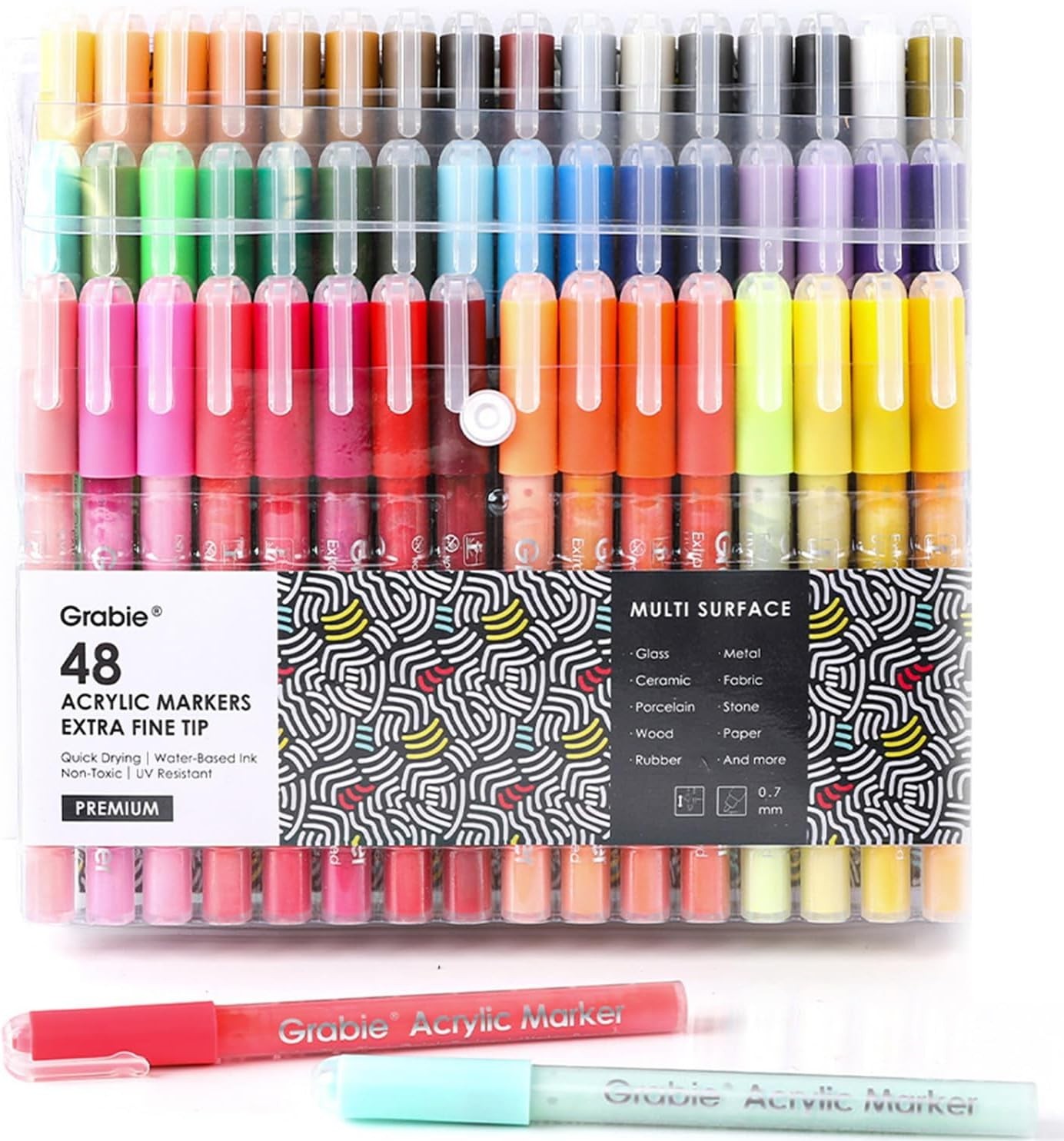 Grabie Acrylic Paint Pens Markers, 48 Colors, 0.7 mm, Extra Fine Tip Drawing Grabie Acrylic Paint Pens Markers, 48 Colors, 0.7 mm, Extra Fine Tip Drawing