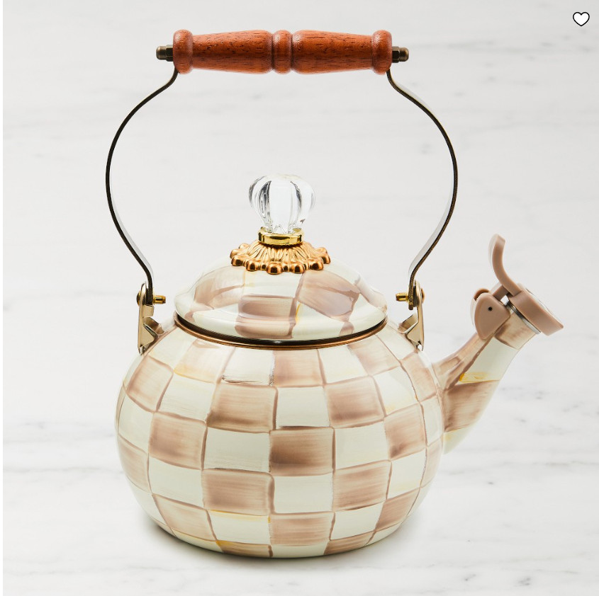 MacKenzie-Childs Mocha Check Whistling Kettle MacKenzie-Childs Mocha Check Whistling Kettle