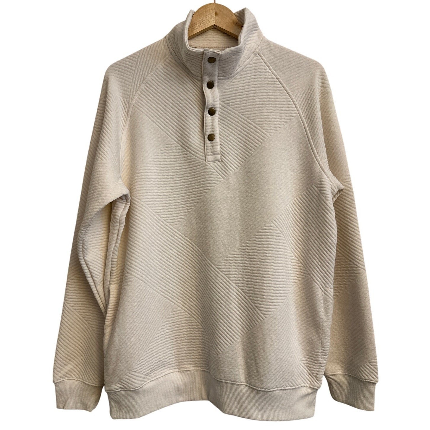 Goodfellow & Co Men’s Quilted Snap Pullover Sweatshirt Ivory White Size M NWT
