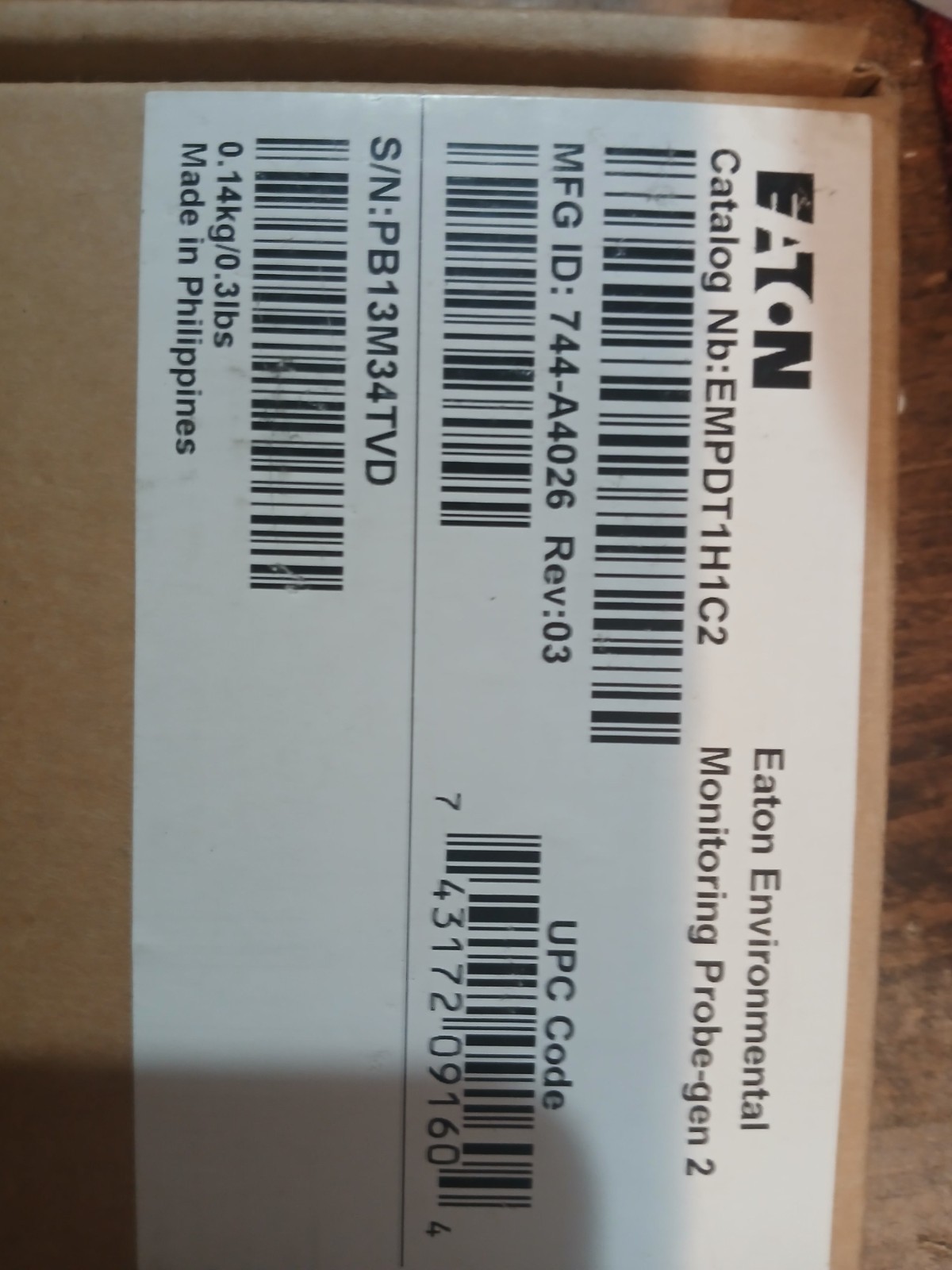 Eaton EMPDT1H1C2 Environmental Monitoring Probe Eaton EMPDT1H1C2 Environmental Monitoring Probe