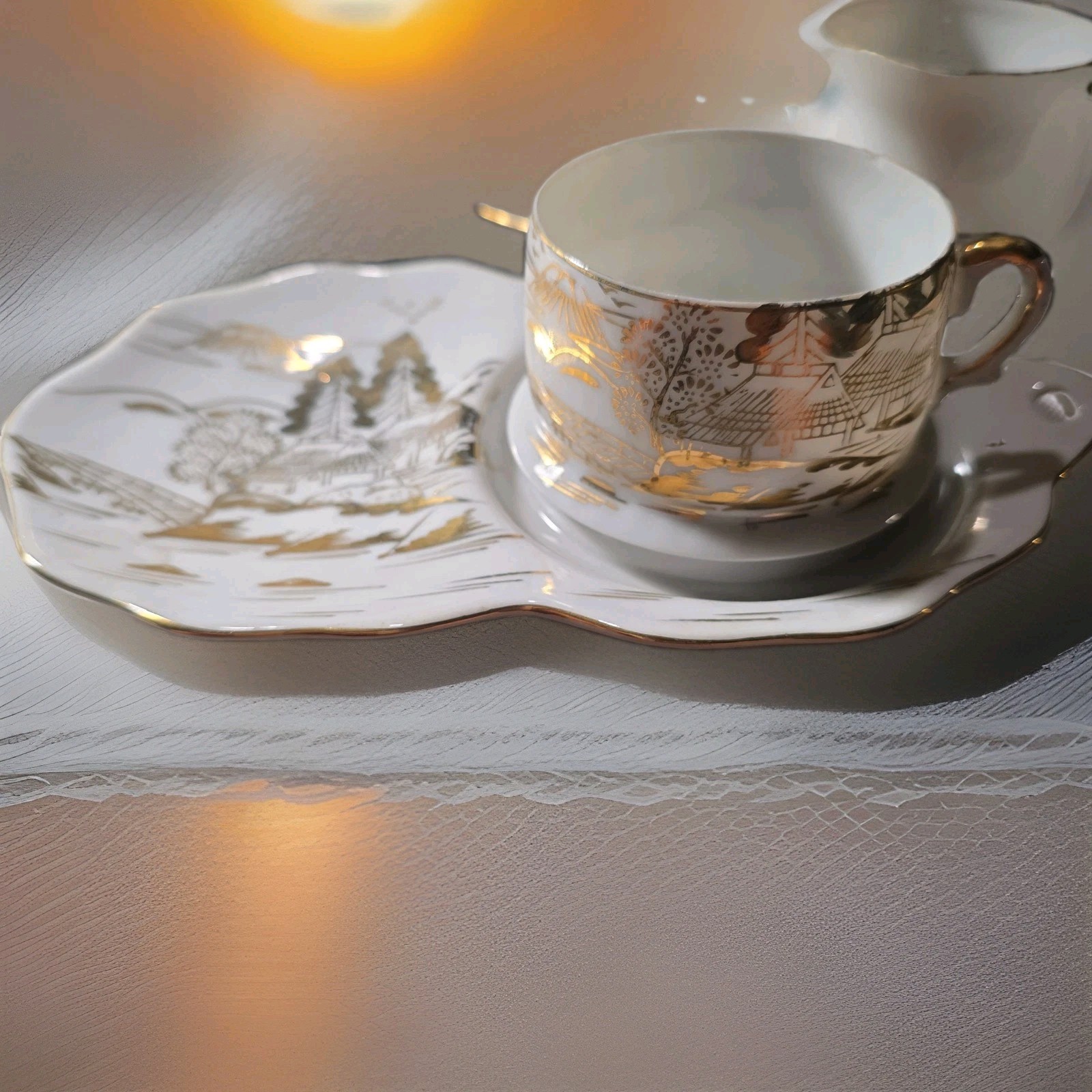 Hayasi Kutani fine china snack or luncheon Tea set Hayasi Kutani fine china snack or luncheon Tea set