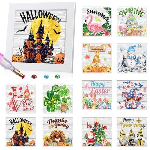  13 Pcs Interchangeable Seasonal Diamond Painting Kits 5D Summer Multi Elements