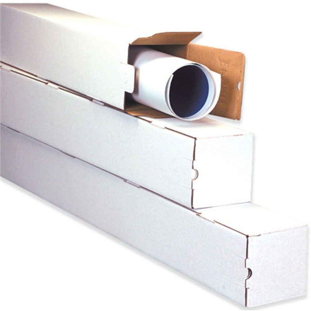 Tubes White Brown Box Corrugated Square 3\