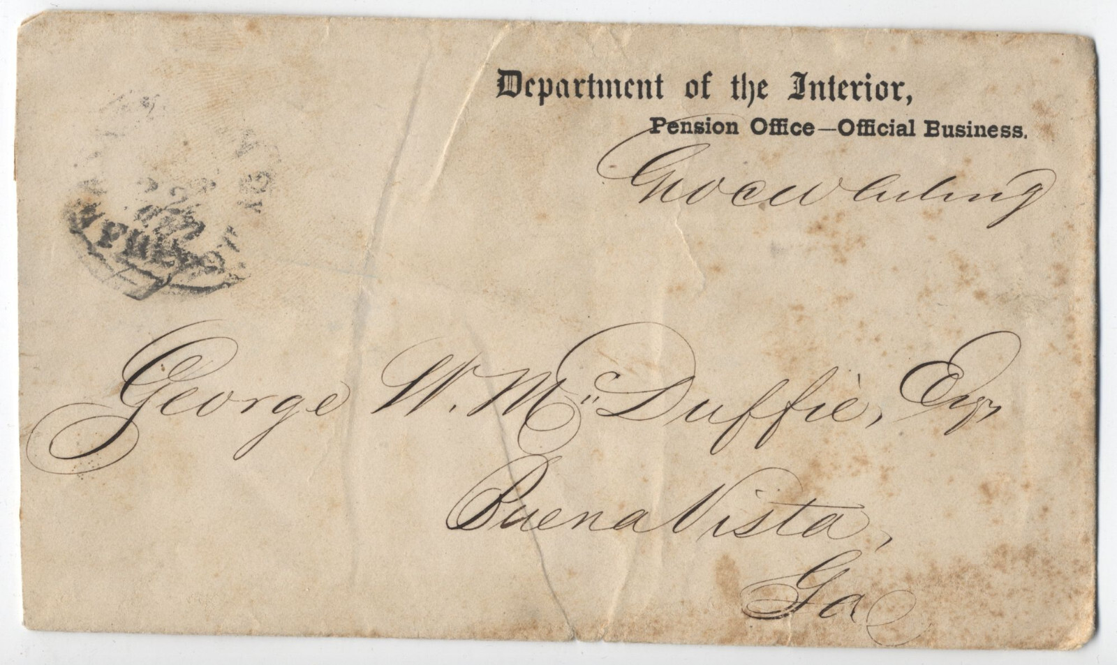 1850s washington DC pension office free frank G.C. Whiting commissioner [ST.106]