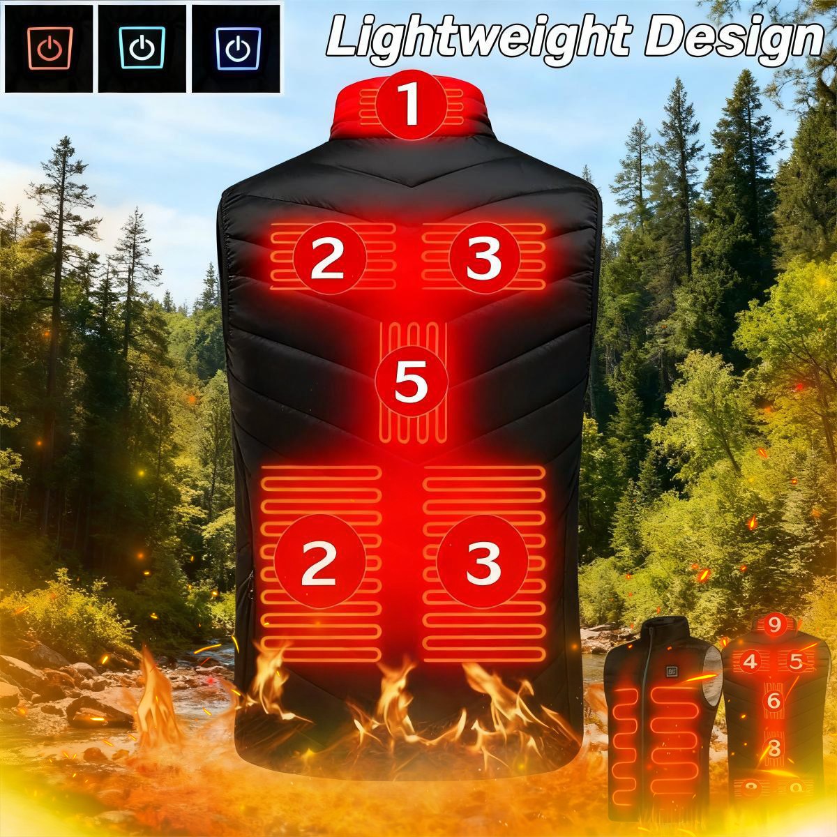 3 Levels Men's 9 Zone Heating Vest Intelligent Warm Thermal Underwear Top 3 Levels Men's 9 Zone Heating Vest Intelligent Warm Thermal Underwear Top