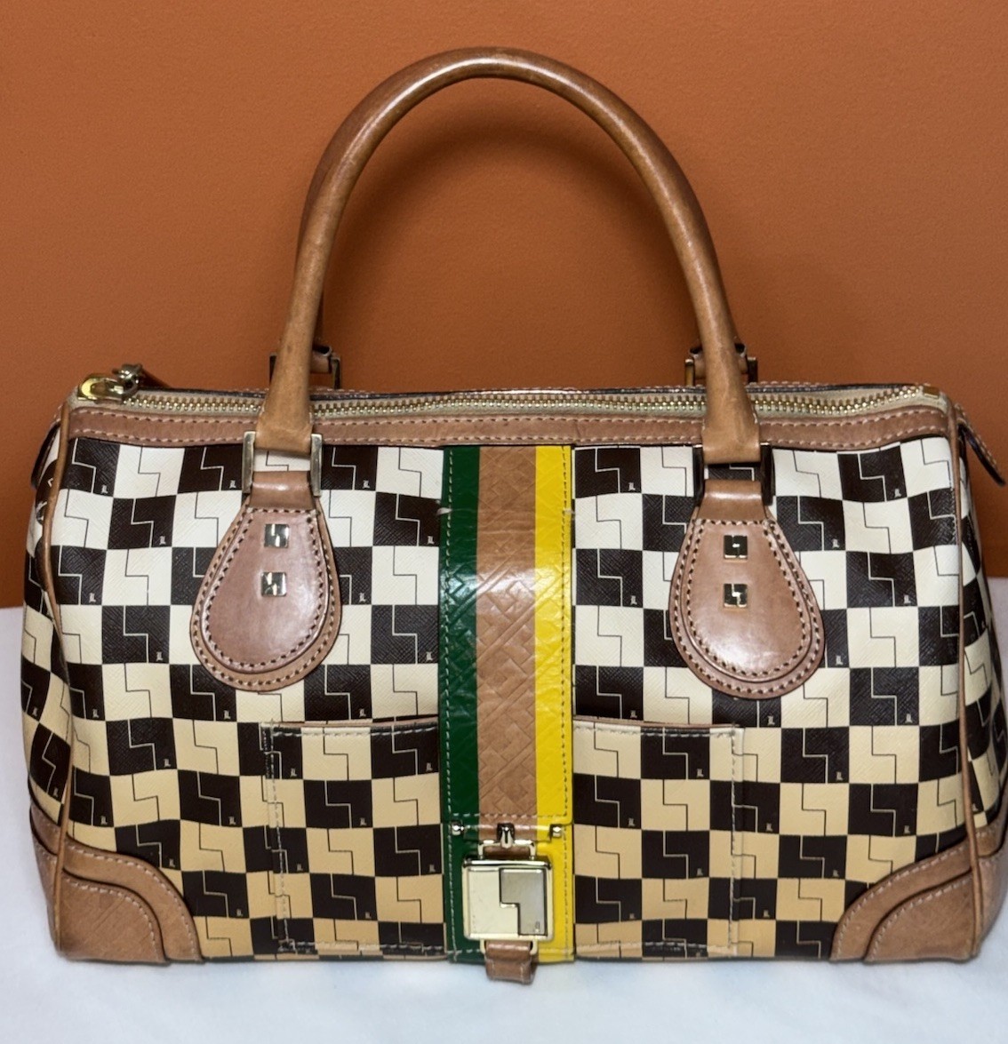 L.A.M.B. by Gwen Stefani Rasta Speedy Satchel Luxury Designer Handbag Ombre L.A.M.B. by Gwen Stefani Rasta Speedy Satchel Luxury Designer Handbag Ombre